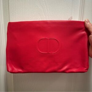 Dior Vegan Leather Pouch, Two Tone Red Pink